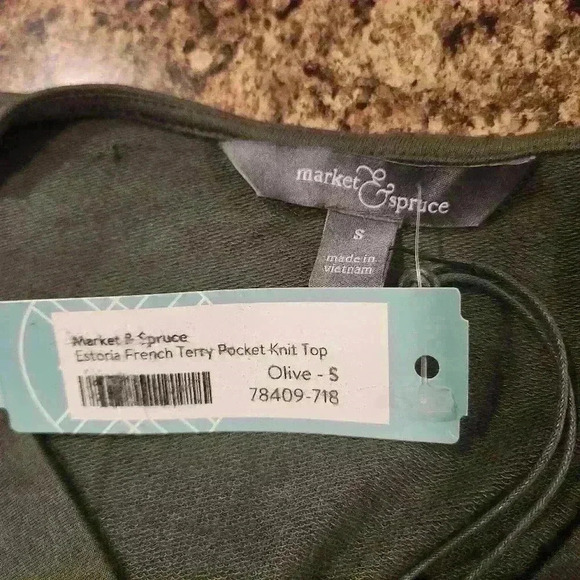 NWT Market & Spruce Olive Estoria French Terry Pocket Knit Long-Sleeve Top - Picture 4 of 11